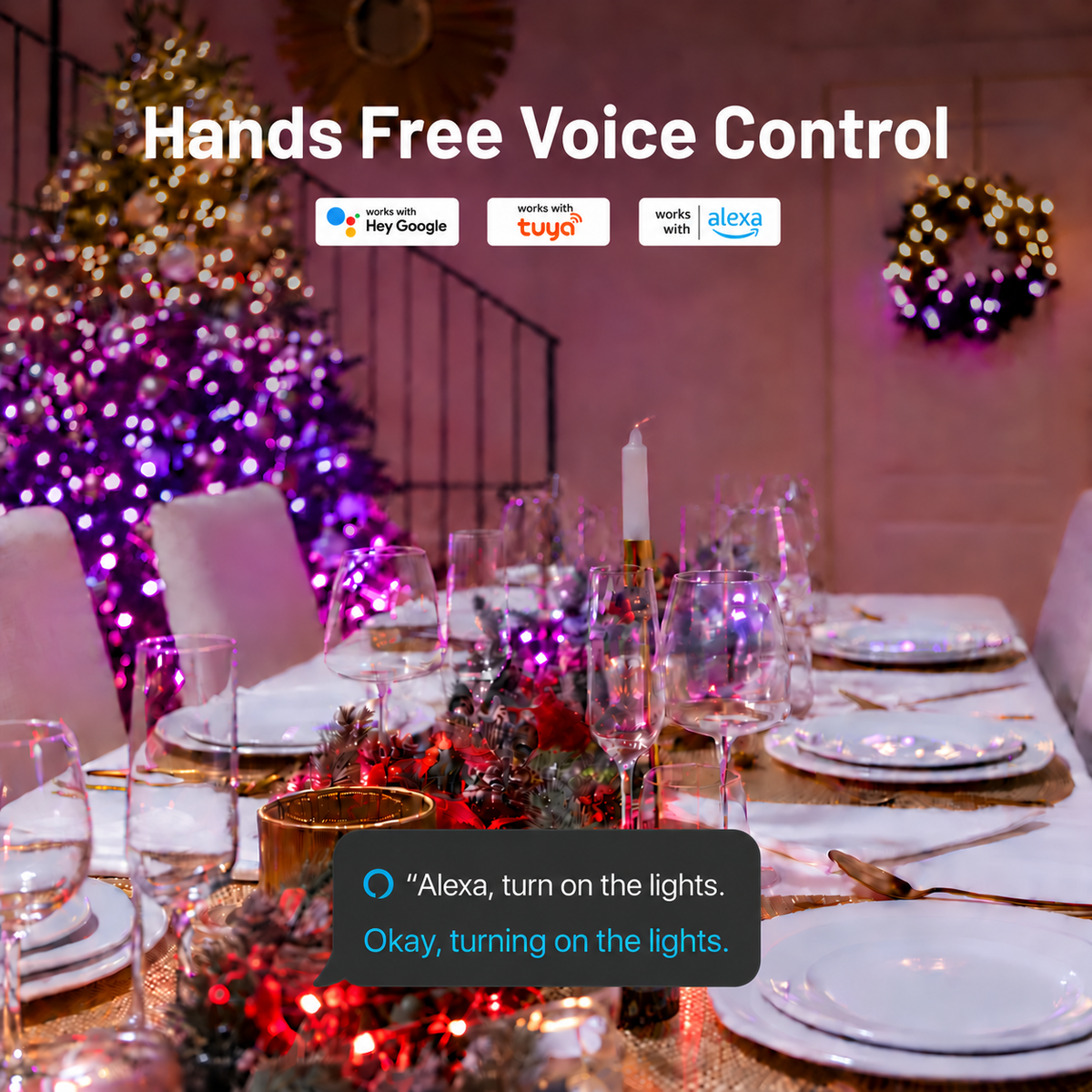 Smart Christmas lights with Alexa and Google Assistant voice control
