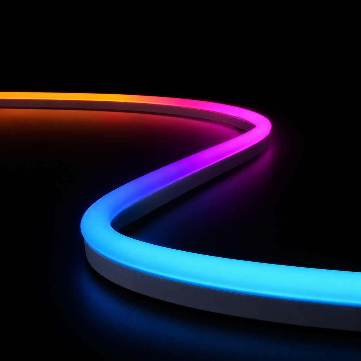Smart rope light adding dynamic wall decor to a gaming room, with custom shapes, vibrant colours and immersive ambient lighting effects.