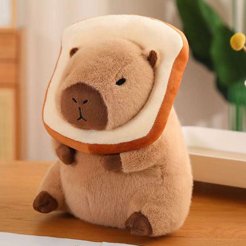 Close-up of the Capybara Bread design, part of Zyko’s tactile squishy soft toys line — crafted from soft plush material for a cozy feel.