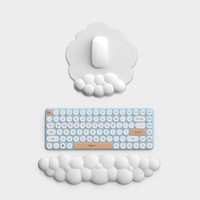 White foam wrist rest and keyboard set arranged neatly in a minimalist workspace, perfect for kawaii gifts and ergonomic wrist rest for keyboard use.