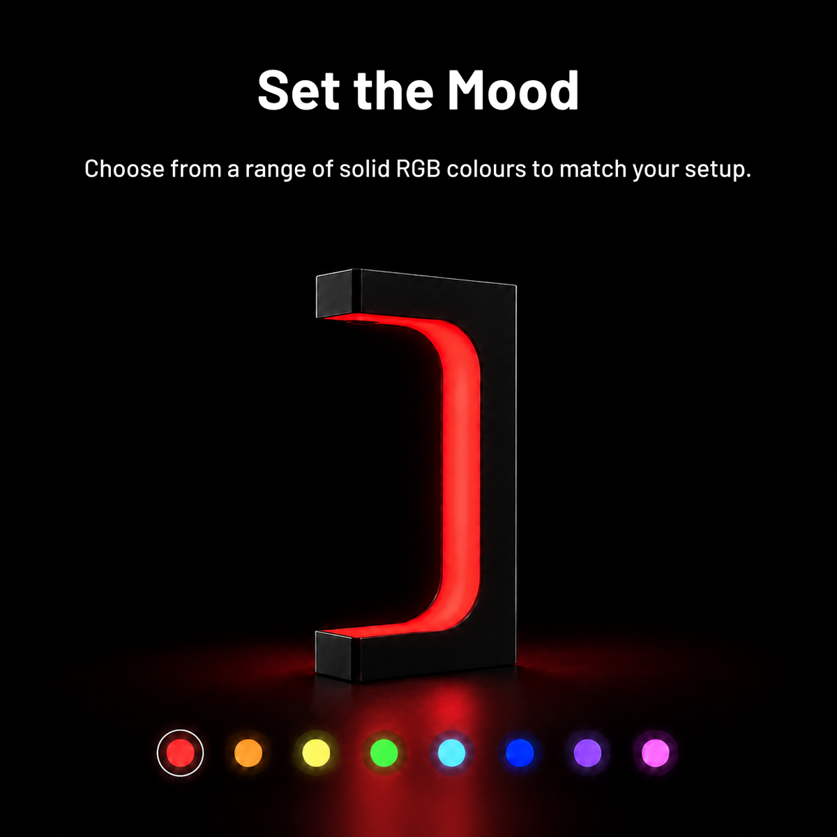 Zyko Levitating Headset Stand with selectable solid RGB lighting colours