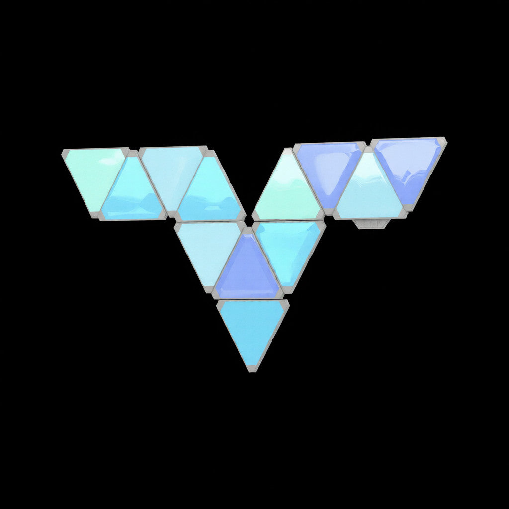 Zyko Spectra Panels RGB triangle LED wall lights product packaging with glowing panels